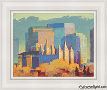 Load image into Gallery viewer, Salt Lake City Temple In The Fall Open Edition Canvas / 11 X 14 White Frame Art
