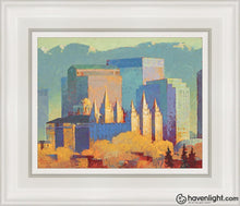 Load image into Gallery viewer, Salt Lake City Temple In The Fall Open Edition Canvas / 8 X 10 White Frame Art
