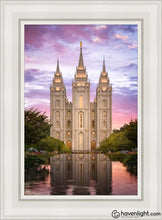 Load image into Gallery viewer, Salt Lake For Time And All Eternity Open Edition Canvas / 14 X 21 White Frame Art
