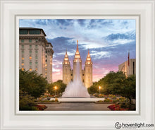 Load image into Gallery viewer, Salt Lake Fountain Open Edition Canvas / 11 X 14 White Frame Art
