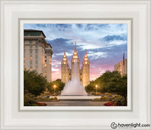 Load image into Gallery viewer, Salt Lake Fountain Open Edition Canvas / 8 X 10 White Frame Art
