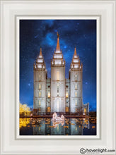 Load image into Gallery viewer, Salt Lake Starry Night Nativity Open Edition Canvas / 12 X 18 White Frame Art
