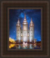 Load image into Gallery viewer, Salt Lake Starry Night Nativity Open Edition Canvas / 8 X 10 Brown Frame Art
