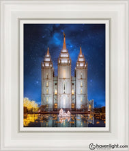 Load image into Gallery viewer, Salt Lake Starry Night Nativity Open Edition Canvas / 8 X 10 White Frame Art
