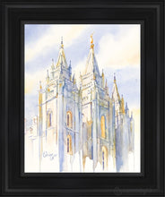 Load image into Gallery viewer, Salt Lake Temple Eternal Promises Open Edition Canvas / 11 X 14 Black Frame Art
