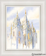 Load image into Gallery viewer, Salt Lake Temple Eternal Promises Open Edition Canvas / 11 X 14 White Frame Art
