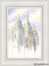 Load image into Gallery viewer, Salt Lake Temple Eternal Promises Open Edition Canvas / 12 X 18 White Frame Art
