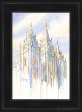 Load image into Gallery viewer, Salt Lake Temple Eternal Promises Open Edition Canvas / 14 X 21 Black Frame Art
