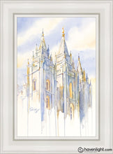 Load image into Gallery viewer, Salt Lake Temple Eternal Promises Open Edition Canvas / 14 X 21 White Frame Art
