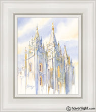 Load image into Gallery viewer, Salt Lake Temple Eternal Promises Open Edition Canvas / 8 X 10 White Frame Art
