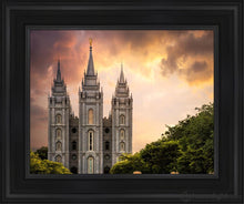 Load image into Gallery viewer, Salt Lake Temple Through The Clouds Open Edition Canvas / 11 X 14 Black Frame Art
