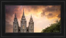 Load image into Gallery viewer, Salt Lake Temple Through The Clouds Open Edition Canvas / 15 X 30 Black Frame Art
