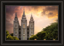 Load image into Gallery viewer, Salt Lake Temple Through The Clouds Open Edition Canvas / 20 X 30 Black Frame Art
