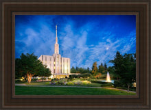 Load image into Gallery viewer, Seattle Blue Hour Open Edition Canvas / 24 X 36 Brown Frame Art
