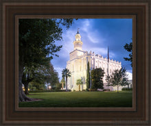 Load image into Gallery viewer, St. George Blue Hour Panorama Open Edition Canvas / 11 X 14 Brown Frame Art
