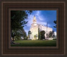 Load image into Gallery viewer, St. George Blue Hour Panorama Open Edition Canvas / 8 X 10 Brown Frame Art
