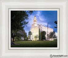 Load image into Gallery viewer, St. George Blue Hour Panorama Open Edition Canvas / 8 X 10 White Frame Art
