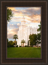Load image into Gallery viewer, St. George Temple We Shall Seek Him Open Edition Canvas / 14 X 21 Brown Frame Art
