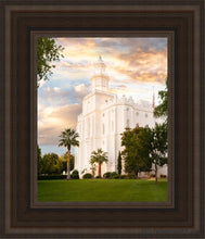 Load image into Gallery viewer, St. George Temple We Shall Seek Him Open Edition Canvas / 8 X 10 Brown Frame Art
