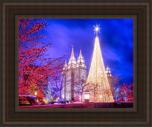 Load image into Gallery viewer, Temple Square Christmas Tree Open Edition Canvas / 11 X 14 Brown Frame Art
