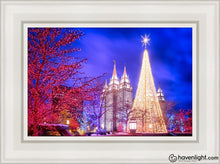 Load image into Gallery viewer, Temple Square Christmas Tree Open Edition Canvas / 12 X 18 White Frame Art
