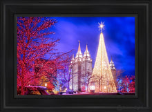 Load image into Gallery viewer, Temple Square Christmas Tree Open Edition Canvas / 14 X 21 Black Frame Art
