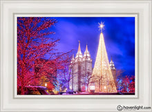 Load image into Gallery viewer, Temple Square Christmas Tree Open Edition Canvas / 14 X 21 White Frame Art
