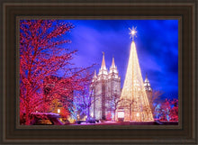 Load image into Gallery viewer, Temple Square Christmas Tree Open Edition Canvas / 24 X 36 Brown Frame Art

