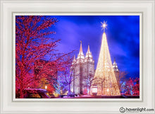 Load image into Gallery viewer, Temple Square Christmas Tree Open Edition Canvas / 24 X 36 White Frame Art
