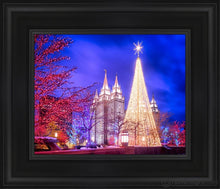 Load image into Gallery viewer, Temple Square Christmas Tree Open Edition Canvas / 8 X 10 Black Frame Art
