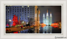 Load image into Gallery viewer, Temple Square Reflecting Pool Open Edition Canvas / 15 X 30 White Frame Art
