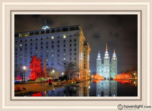 Load image into Gallery viewer, Temple Square Reflecting Pool Open Edition Canvas / 20 X 30 White Frame Art

