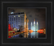 Load image into Gallery viewer, Temple Square Reflecting Pool Open Edition Canvas / 8 X 10 Black Frame Art
