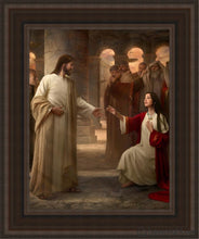 Load image into Gallery viewer, Though Your Sins Be As Scarlet Open Edition Canvas / 11 X 14 Brown Frame Art
