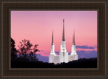 Load image into Gallery viewer, Washington Dc Sunset Glow Panorama Open Edition Canvas / 24 X 36 Brown Frame Art

